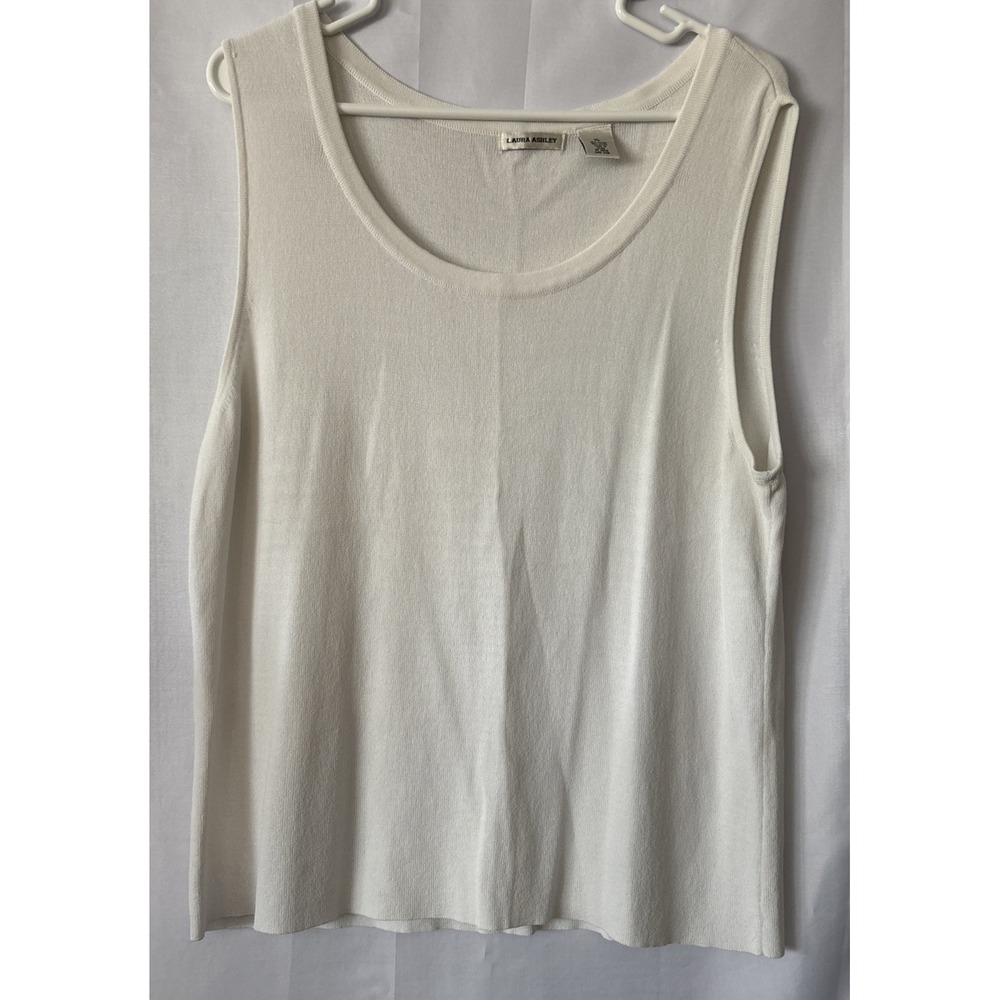 Laura Ashley‎ White Sleeveless Sweater Top Tank Size XL